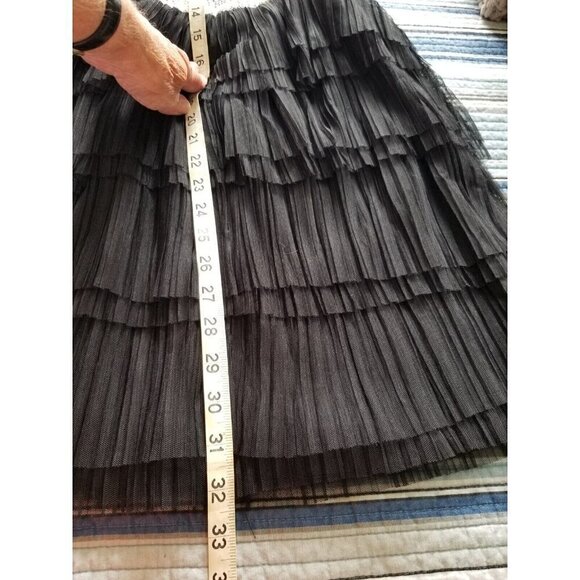 BCBG GIRLS Dress Short Sleeves Metallic Tweed Bodice Black Layered Net Skirt 16 - Picture 7 of 10